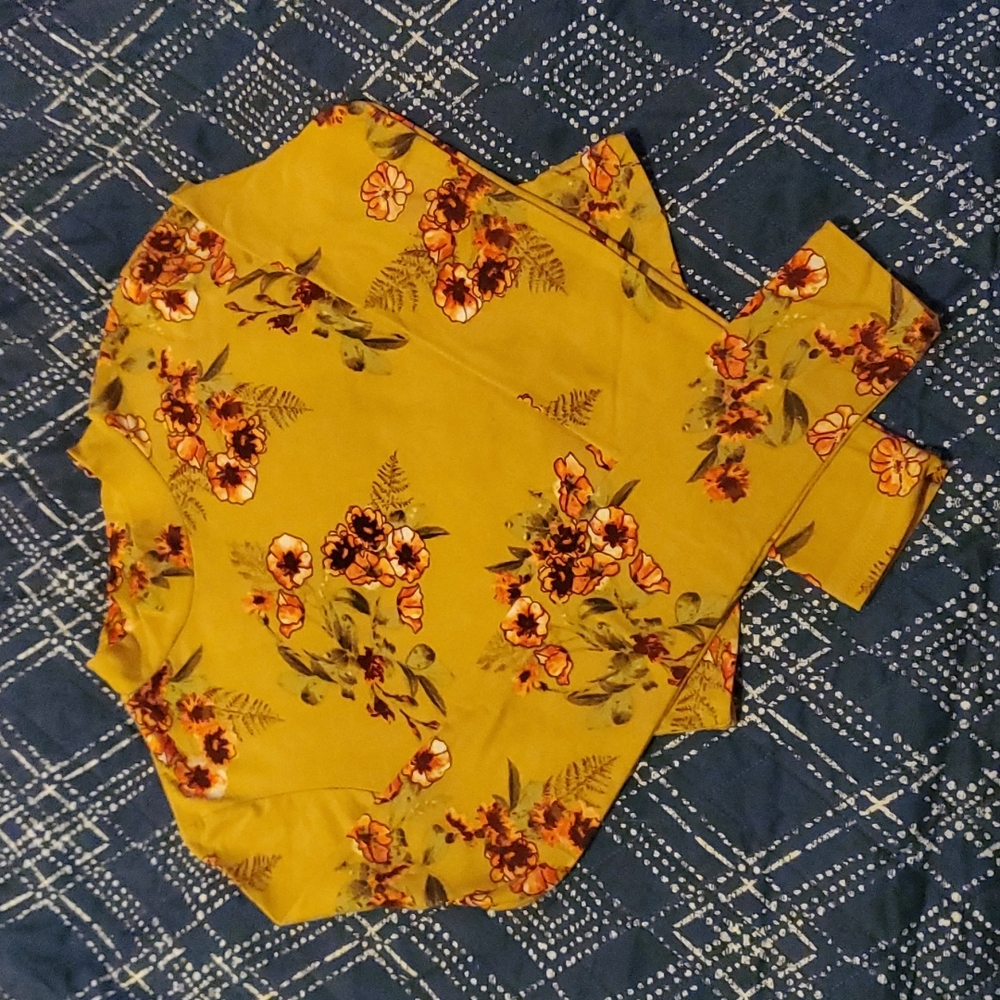 Dijon & Pink Floral Long Sleeve Crop Top